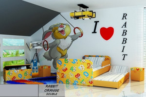 Łóżko dziecięce 180x80 podwójne RABBIT ORANGE DOUBLE z materacami - versito