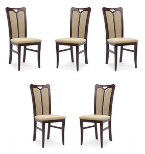 Pięć krzeseł ciemny orzech tapicerowanych - 2357