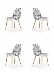 Cztery krzesła tapicerka wielobarwny, nogi - dąb miodowy - 0541