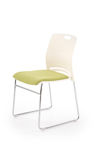CALI fotelik konferecyjny stelaż - chrom, siedzisko - biały / zielony  - Halmar
