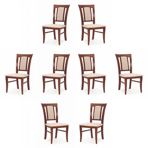 Osiem krzeseł czereśnia antyczna II tapicerowanych - 0855