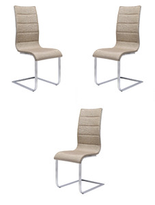 Trzy krzesła beżowo / białe - 1396