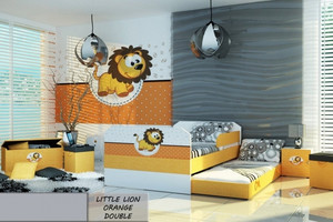 Łóżko dziecięce 180x80 podwójne LITTLE LION ORANGE DOUBLE z materacami - versito