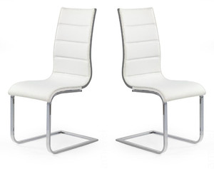 Dwa krzesła biało / popielate ekoskóra - 4856