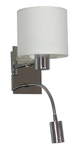 Sylwana Lampa Kinkiet 1x40w E14 + Led Z Wyłącznikiem Chrom / Biały - Candellux