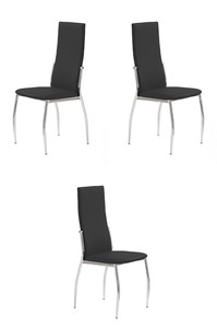 Trzy krzesła chrom czarny - 6810