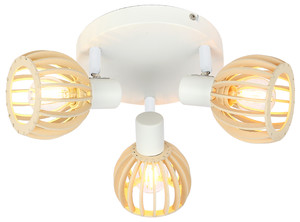 Atarri Lampa Sufitowa Plafon 3x25w E14 Biały+Drewno - Candellux