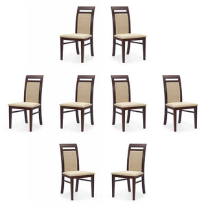 Osiem krzeseł ciemny orzech tapicerowanych - 2609
