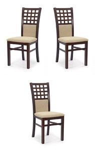 Trzy krzesła tapicerowane  ciemny orzech - 2432