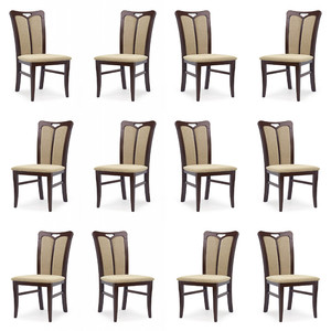 Dwanaście krzeseł ciemny orzech tapicerowanych - 2357