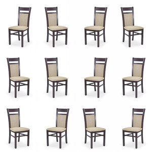 Dwanaście krzeseł ciemny orzech tapicerowanych - 0992