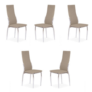 Pięć krzeseł chrom cappuccino - 1388
