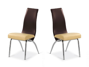 Dwa krzesła beż / ciemny brąz - 6993