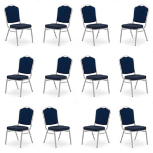 Dwanaście krzeseł niebieskich, stelaż srebrny - 4137