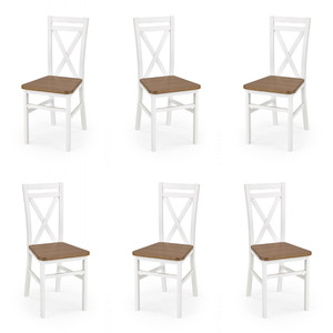 Sześć krzeseł białych / ciemny orzech - 1241