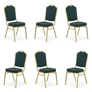 Sześć krzeseł zielonych, stelaż złotych - 5312
