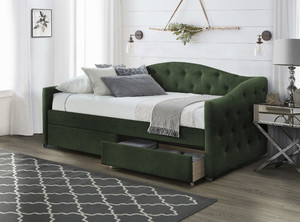 Łóżko ALOHA z szufladami ciemny zielony velvet  - Halmar