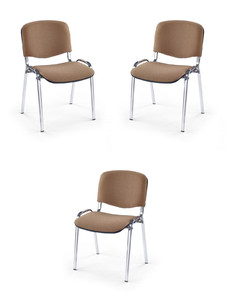 Trzy krzesła chrom beżowe - 0041