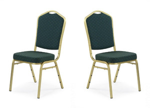 Dwa krzesła zielone, stelaż złote - 5312