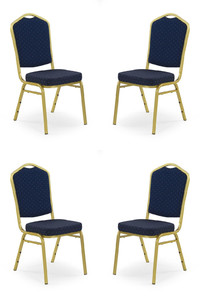 Cztery krzesła niebieskie, stelaż złote - 5305