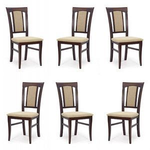 Sześć krzeseł tapicerowanych ciemny orzech - 2265