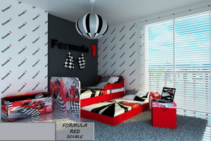 Łóżko dziecięce 140x80 podwójne FORMULA RED DOUBLE z materacami - versito