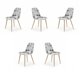 Pięć krzeseł tapicerka wielobarwny nogi - dąb miodowy - 0541