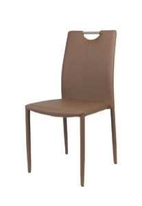 Sk Design Ks006 Brązowe Krzesło Z Ekoskóry Na Metalowym Obszytym Stelażu