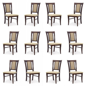 Dwanaście krzeseł ciemny orzech tapicerowanych - 2265