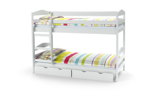 Łóżko SAM - piętrowe z materacami - białe  - Halmar