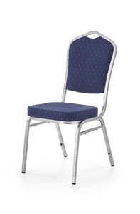 K68 krzesło konferecyjne stelaż - srebrny młotkowy, tapicerka - niebieski  - Halmar