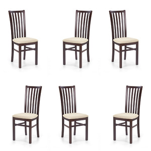Sześć krzeseł ciemny orzech tapicerowanych - 5937