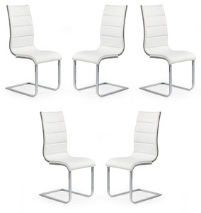 Pięć krzeseł biało / popielatych ekoskóra - 4856