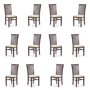 Dwanaście krzeseł ciemny orzech tapicerowanych - 5937