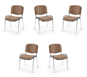 Pięć krzeseł chrom beżowych - 0041