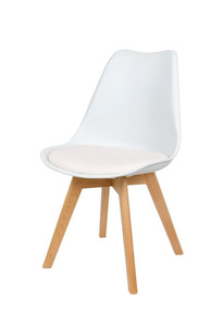 Sk Design Kr020 Matowe Białe Krzesło Na Drewnianym Stelażu