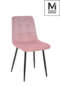 MODESTO krzesło CARLO pudrowy róż - welur, metal - king home