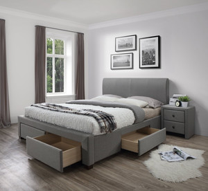 Łóżko MODENA 140 cm tapicerowane z szufladami popiel  - Halmar