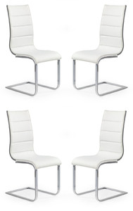 Cztery krzesła biało / popielate ekoskóra - 4856
