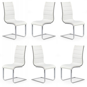 Sześć krzeseł białych popielatych ekoskóra - 4856