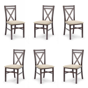 Sześć krzeseł ciemny orzech tapicerowanych - 7671