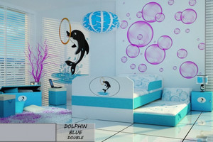 Łóżko dziecięce 140x80 podwójne DOLPHIN BLUE DOUBLE z materacami - versito