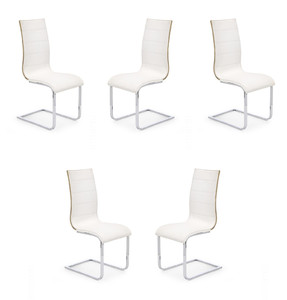 Pięć krzeseł białych sonoma ekoskóra - 7008