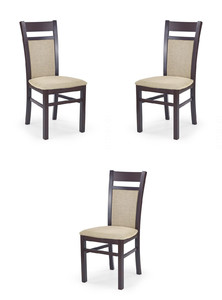 Trzy krzesła tapicerowane  ciemny orzech - 0992