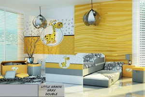 Łóżko dziecięce 180x80 podwójne GIRAFFE GREY DOUBLE z materacami - versito
