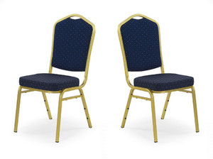 Dwa krzesła niebieskie, stelaż złote - 5305