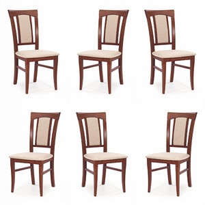 Sześć krzeseł czereśnia antyczna II tapicerowanych - 0855