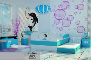 Łóżko dziecięce 180x80 podwójne DOLPHIN BLUE DOUBLE z materacami - versito