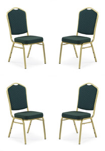 Cztery krzesła zielone, stelaż złote - 5312