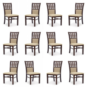 Dwanaście krzeseł ciemny orzech tapicerowanych - 2432